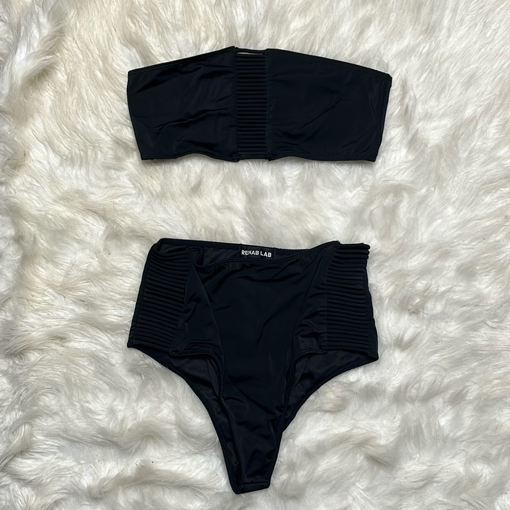 Black 2 piece high waisted swimsuit
